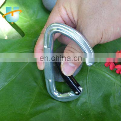 Custom Logo Black Gold D Shape Ring Solid-locking Mountain Climbing 22KN Aluminum Carabiner Hook photo-5