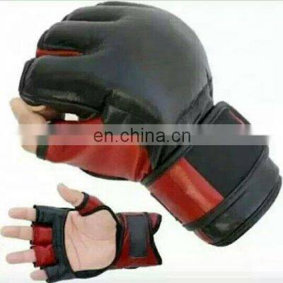 Wholesale Price High Quality Half Finger MMA Muay Thai Real Cowhide Leather Boxing Gloves photo-2