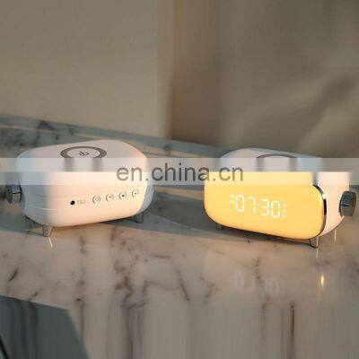 Black Wake Up Electronic Programming Timing New Product Wireless Charger Led Desk Lamp Modern Usb Charging Port photo-3