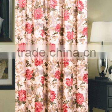 New Design Red Flower Pattern Polyester Printed Window Curtain