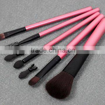 5pcs Wood Handle Makeup Brush Set With Stand-by Sponge Brush for Girls and Women