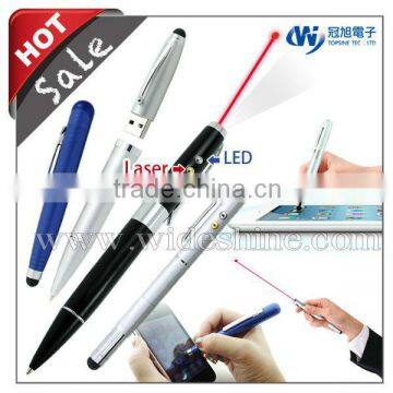 Multi Function Pen Drive , Capacitive Stylus with Laser Pointer Led Light USB Drive with Touch Screen Pens, new quality products