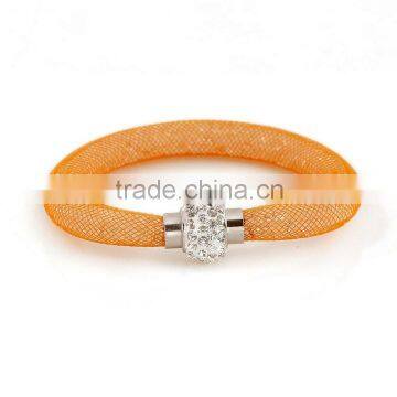 New Arrivals Colorful Mesh Single Wrap Stardust Bracelets With Crystal Stones Filled Magnetic Clasp Charm Bangles photo-5