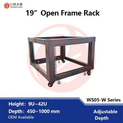 Factory Manufacturing Steel 19 Inch 4-Post Open Network Racks Wholesale OEM WS05-W 6U/12U/20U/32U Network Cabinets photo-3