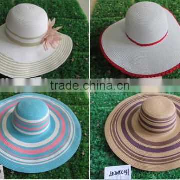 Fashion paper straw hat wide brim lady sun hat