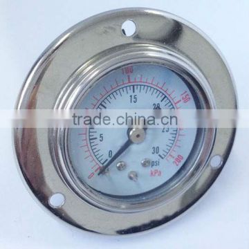 YN40ZQ-30psi 63mm(2.5") Oil filled pressure gauge with front flange ,