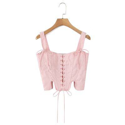 Summer new fashionable and versatile slim fit cotton corset waist top