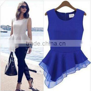 Instyles SUMMER EUROPEAN SLEEVELESS LADIES BLOUSE, CHIFFON BLOUSE, IRREGULAR boutique clothing Clothing