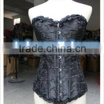 wholesale Junhou brand ladies full steel boned brocade lace up corset overbust