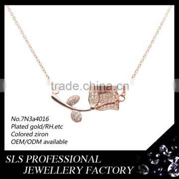 Rose gold plated chain necklace 925 silver material of the flower of life jewelry necklce