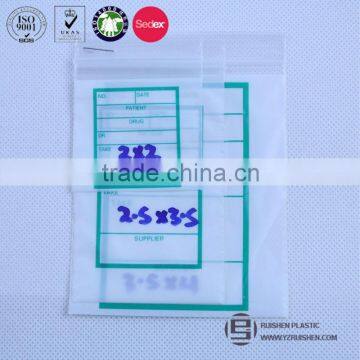 Hospital Use Medicine Packing Bag WIth Zipper Header