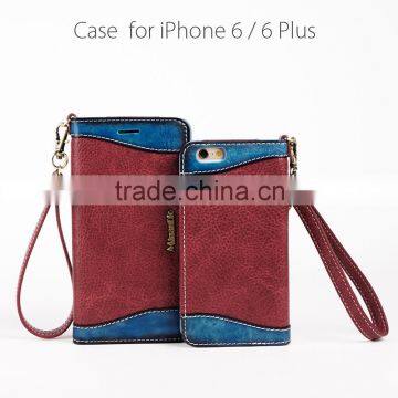 PU+Genuine Leather Cell Phone/Mobile Phone Case/Booklet for iPhone 6/6s for Lady/Female