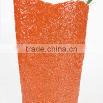 Decoration flower tall ceramic Vase, Orange color Ceramic Flower Vase Estern Style, Porcelain Vase Home Decoration