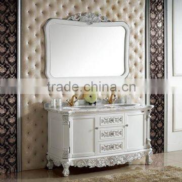 Double sink luxury simple style wood bathroom cabinet