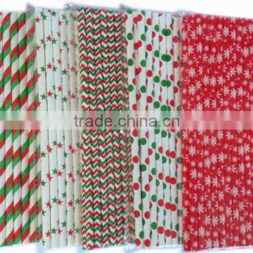 Christmas Decorations Wholesale 19.7cm*0.6cm Party Striped Christmas Paper Straws