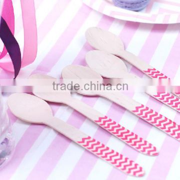 6.5'' Hot Pink Chevron Printed Party Wooden Spoons