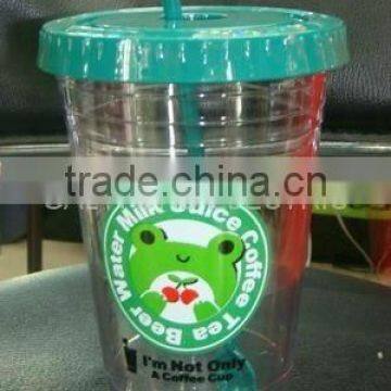 plastic water cup with straw and lid - 16oz