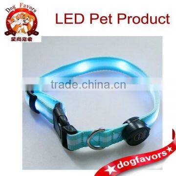 Wholesale LED Rubber Dog Pet Flashing Light Up Safety Collar Blue, CE