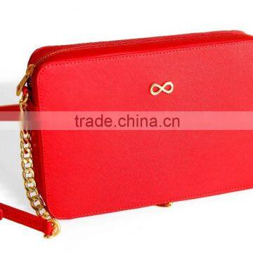 Saffiano Faux Leather Cross Body Bag With Infinity Charm For Girls