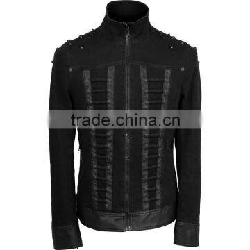 GOTHIC STYLE BIKER JACKET DENIM ZIP COTTON BLACK COLOR