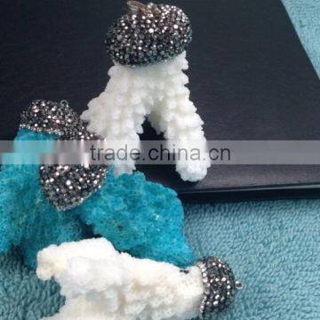 Crystal Pave Red Coral Branch Pendant photo-2