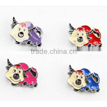 DIY Hot sale zinc alloy metal buffalo slider charm