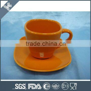 Porcelain cup and saucer new 100cc, orange color cup set without decal