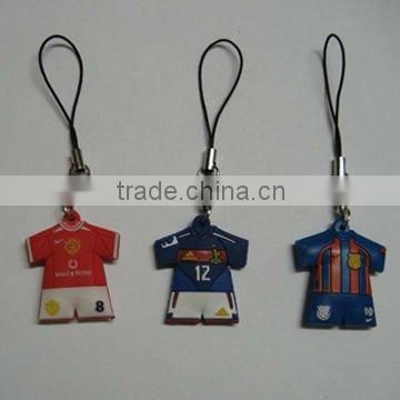 2016 brazil polo shirt custom 2d soft pvc promotional mobile phone charm finger strap