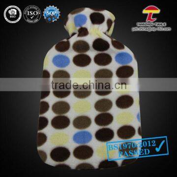 large 2000ml fleece hot water bottle cover brown small rounds