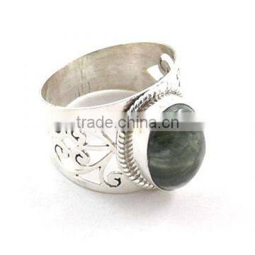 Seraphinite rings 925 sterling silver jewelry Indian natural gemstone jewelry green stone rings