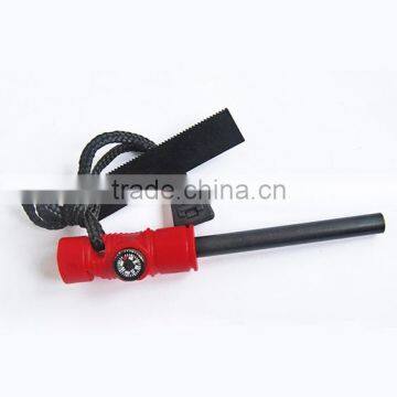Emergency travel survival Magnesium fire starter with compass