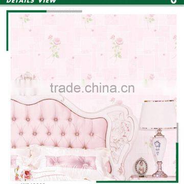 customizable foaming non woven wallpaper, pink royal rose wall decal for background , decor wallcovering shop