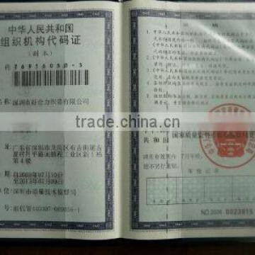 PRC Organizations Code Certificate