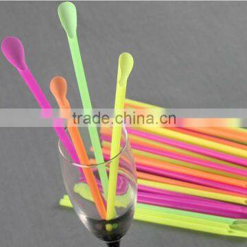 New Design Colorful Plastic Straw with Spoon