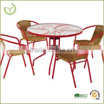 Plastic Rattan and metal Garden Set Round Table With chairs set For sale