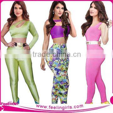 Wholesale Shiny Yellow Wet Look Jumpsuit