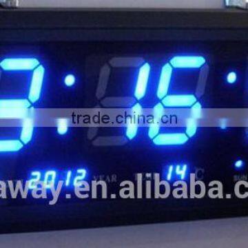 3" blue led digital clock with aluminum frame