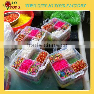 blue plastic box loom band kit, 5400 bands loom kit, three layers loom bands for children toy market