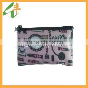 Fasion plain pvc coated cosmetic pouch for promotional