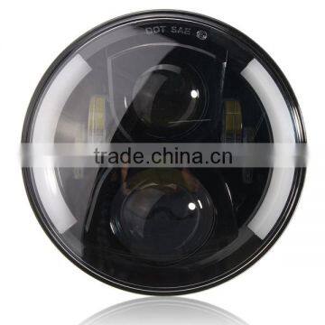 80w 7" Halo Led Headlight Round 7inch H4 Hi/Low Beam 7INCH LED Headlights DRL Led Car Headlamp for Jeep Wrangler JK, TJ, CJ photo-3