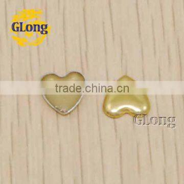 10mm Hot Fix heart-shaped Golden Aluminum DIY for Cloth Bags Shoes Accessories #GT105-10Z(002)