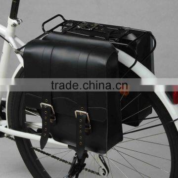 customized rear carrier pannier bag in leather material