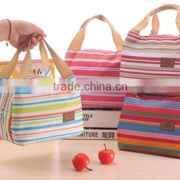 Classic horizontal stripe design thermal best lunch bag for women