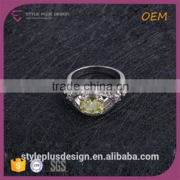 R63486K01 925 Sterling Silver Princess Cut Yellow & White Oval CZ Engagement One Stone Crown Metal O Ring Designs photo-2
