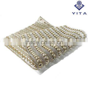 Wholesale heart shape yarn cyrstal stone rhinestone mesh sheet hot fix to woman dresses