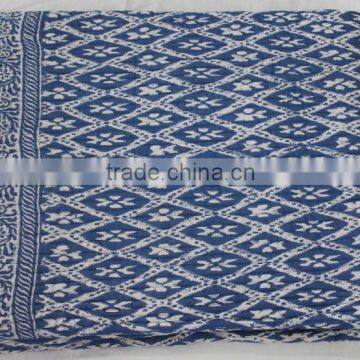 Indigo Blue Hand Block Print Cotton Machine Quilt Ekat Print Cotton Quilt photo-2