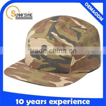 high quality 5-panel custom camo camp cap/hat in high quality