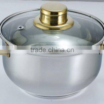 factory price stainless steel casserole cookware with golden handle