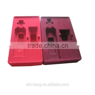 Plastic Color red flocking blister tray for cosmetics cream bottle for free sample