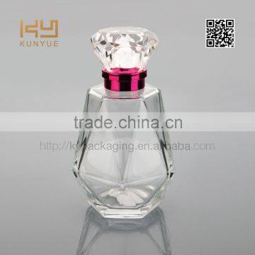 100ml hot sell diamond shape perfume glass bottle with diamond cap